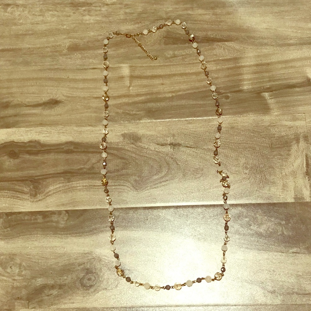 Light blue and gold long necklace